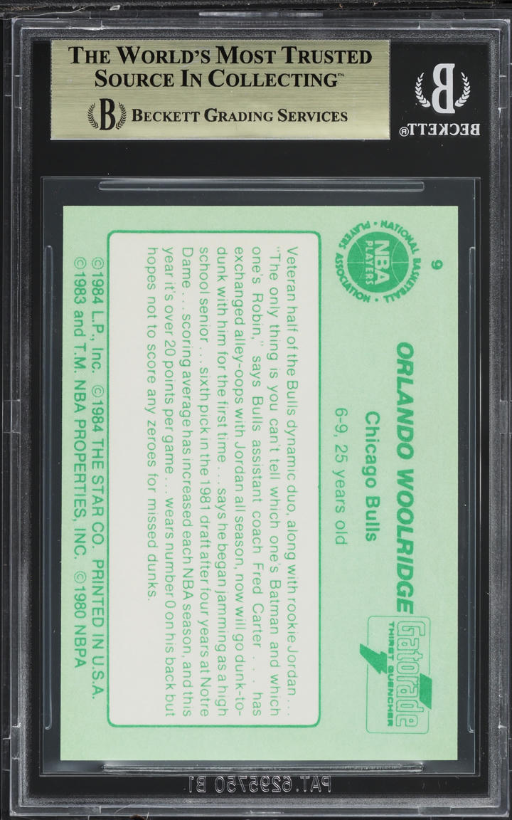 1985 Star Gatorade Slam Dunk Orlando Woolridge ROOKIE #9 BGS 9.5 GEM MINT