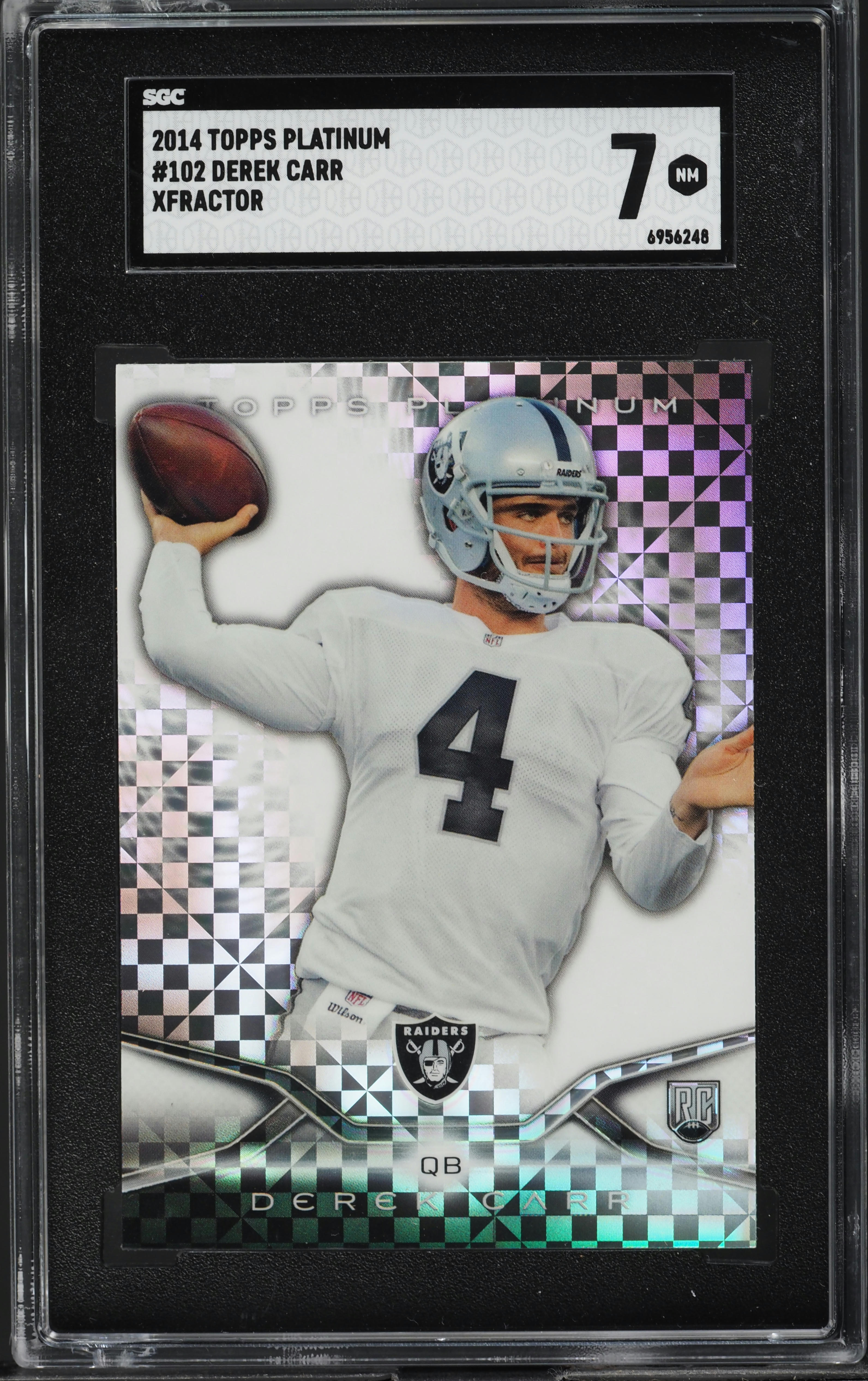 2014 Topps Platinum Xfractor Derek Carr ROOKIE #102 SGC 7 NRMT on