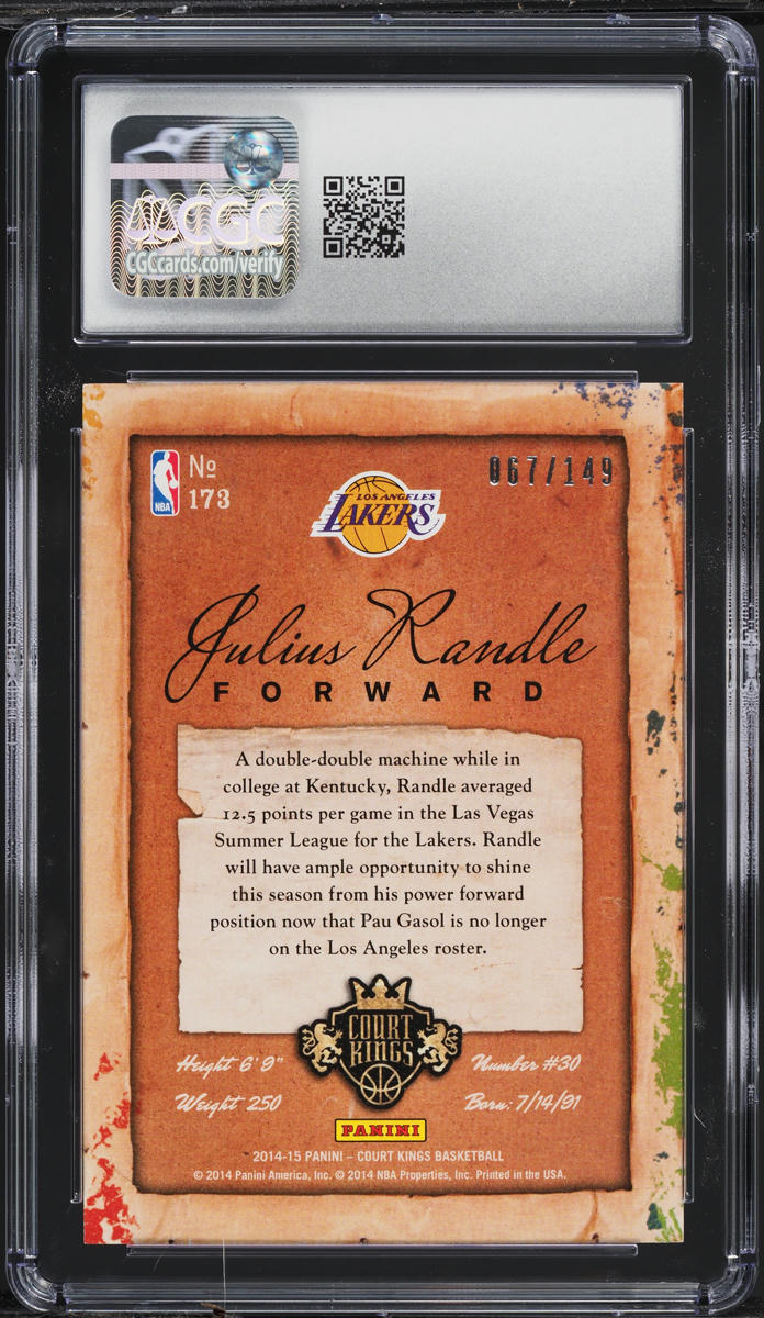 2014 Panini Court Kings Julius Randle ROOKIE /149 #173 CGC 9 MINT
