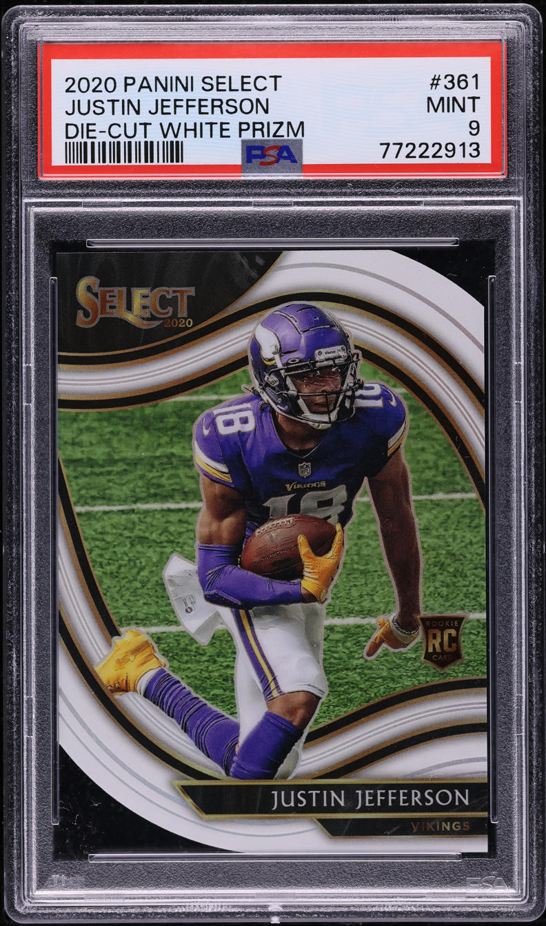 2020 Select Field Level White Prizm Die-Cut Justin Jefferson ROOKE #361 PSA 9