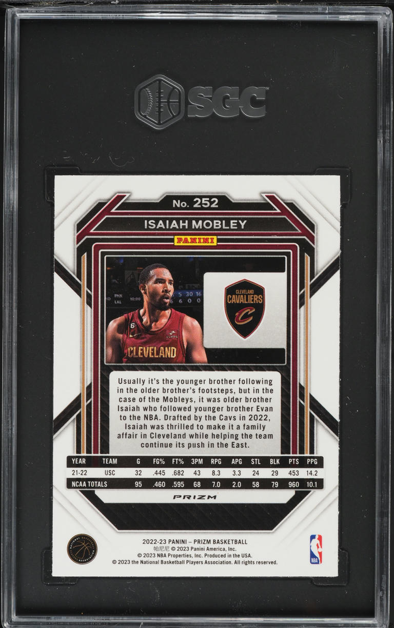 2022 Panini Prizm Red Ice Isaiah Mobley #252 SGC 8.5 NM-MT+