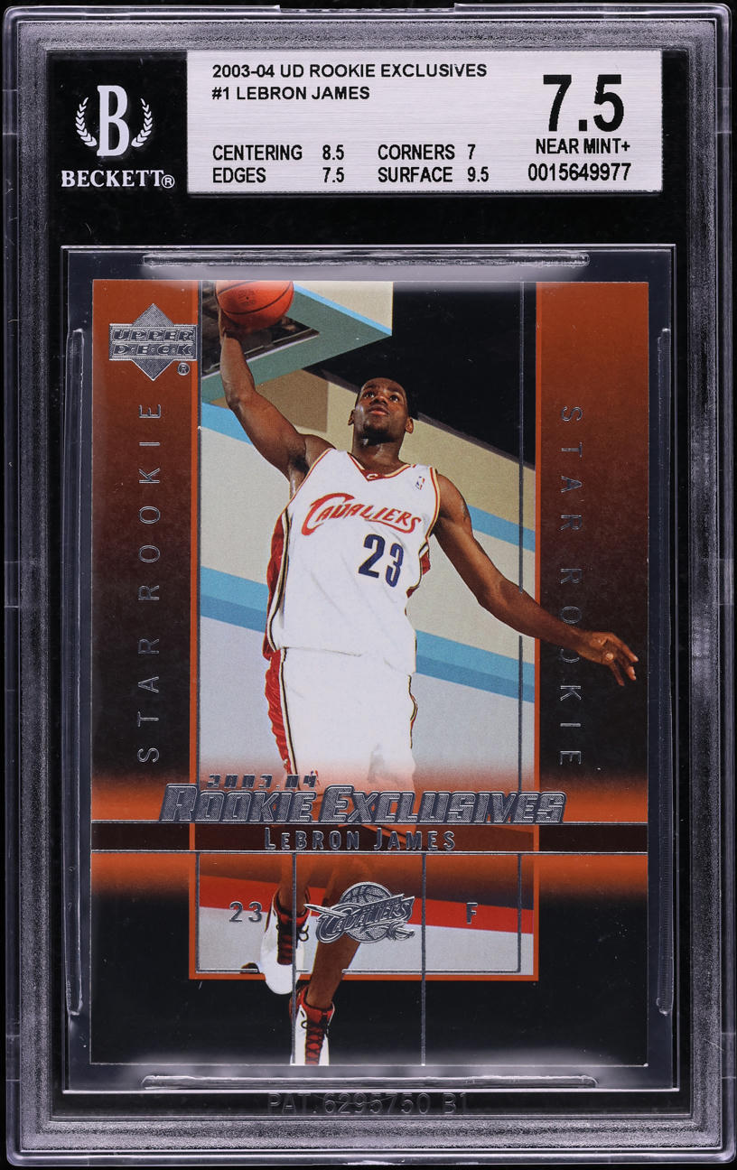 2003 Upper Deck Exclusives LeBron James ROOKIE #1 BGS 7.5 NRMT+