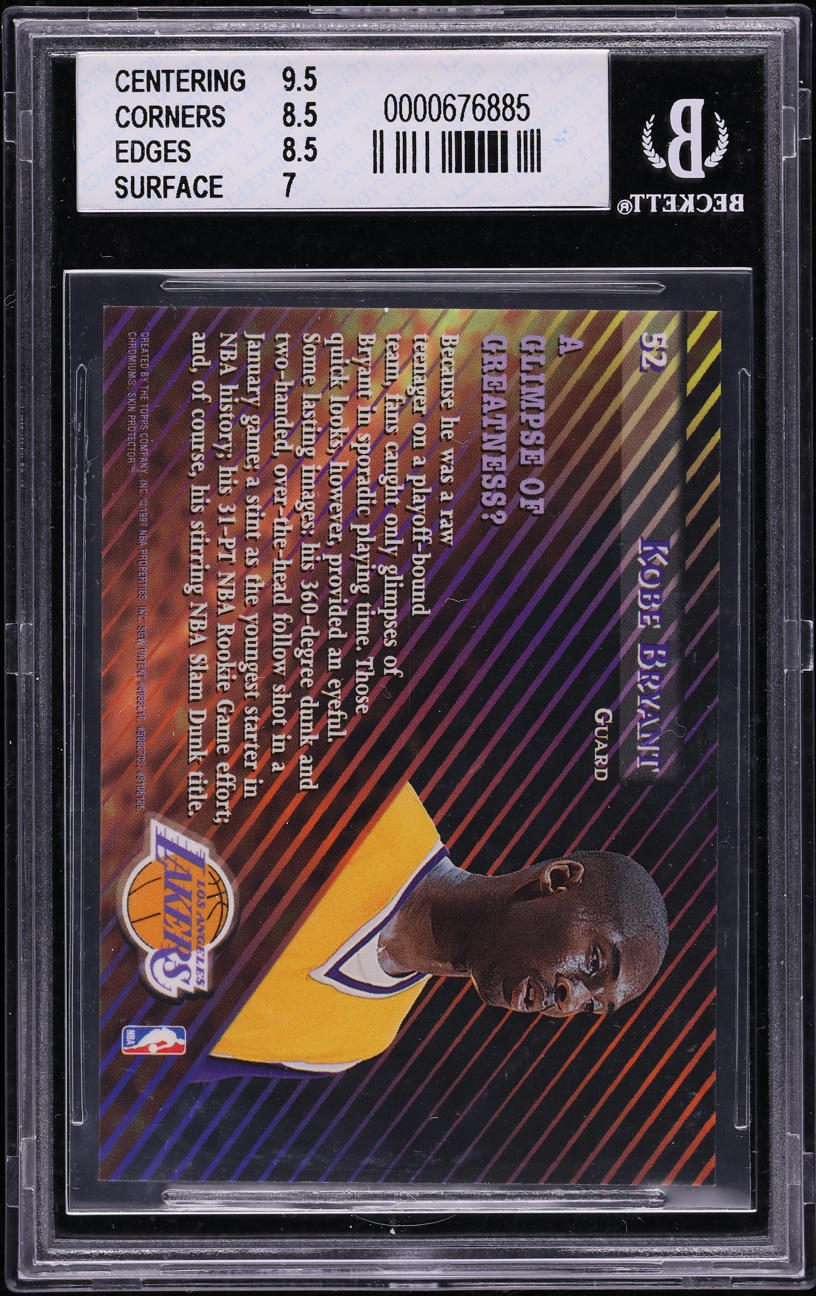 1996 Stadium Club Members Only Finest Kobe Bryant ROOKIE #52 BGS 8