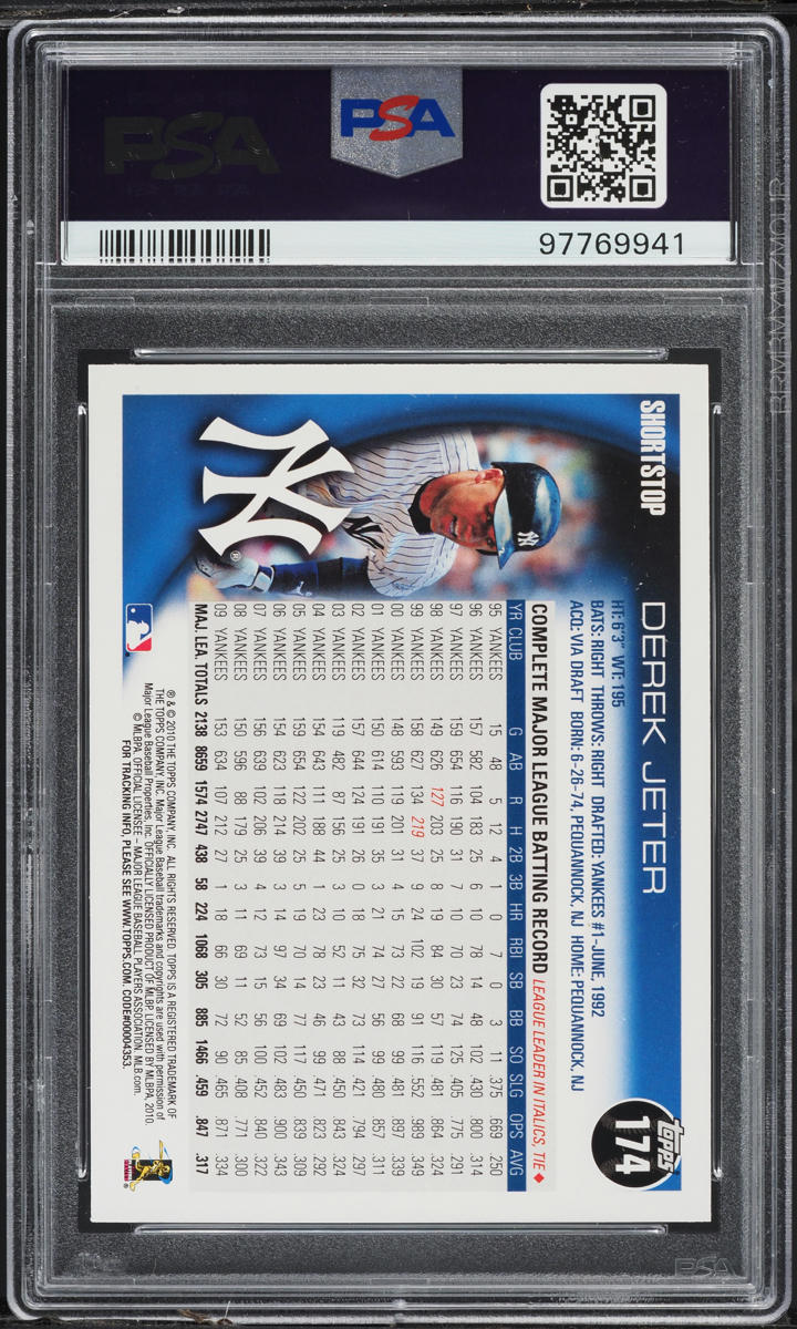 2010 Topps Opening Day Derek Jeter #174 PSA 10 GEM MINT
