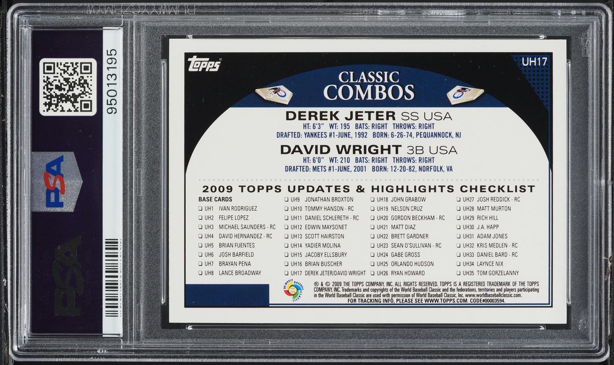 2009 Topps Updates & Highlights Derek Jeter & David Wright #UH17 PSA 10 GEM MINT