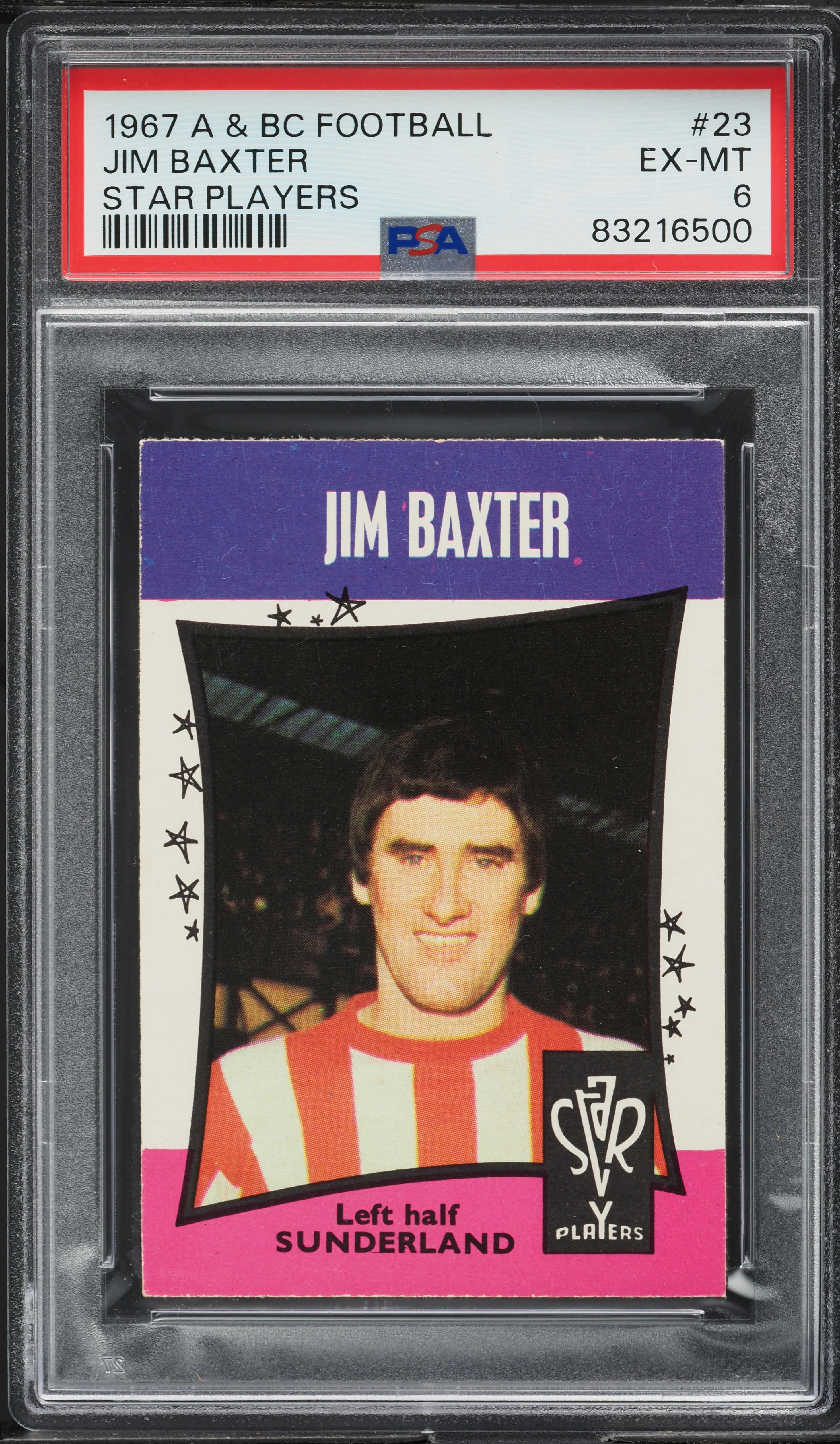 1967 A & BC Football Star Players Soccer Jim Baxter #23 PSA 6