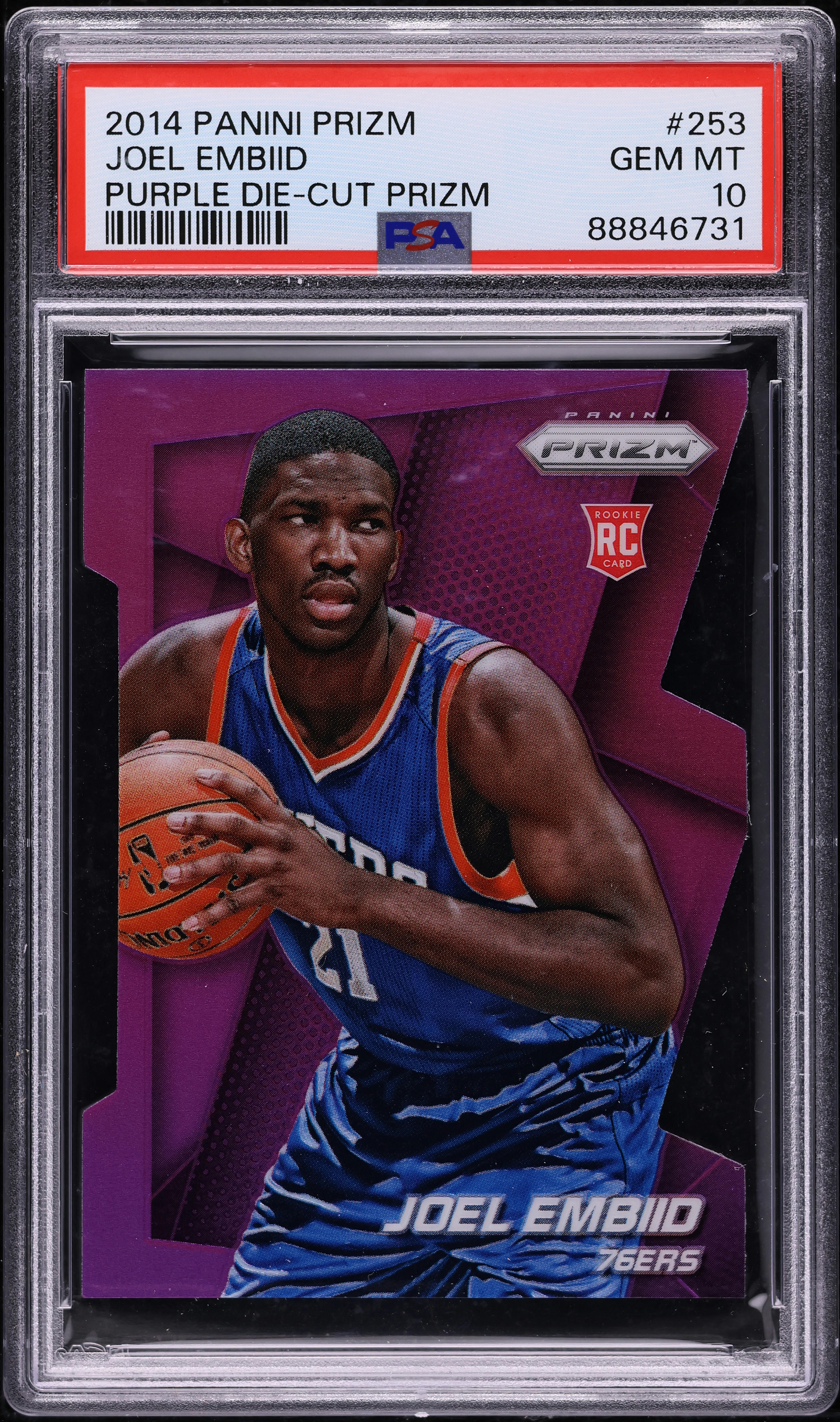 joel embiid select prizm /149 rc nbaカード 2014 Panini Prizm Purple Die-Cut Joel Embiid ROOKIE /139 #253 PSA