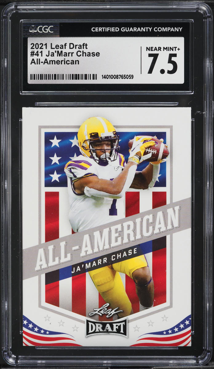 2021 Leaf Draft All-American Ja'Marr Chase ROOKIE #41 CGC 7.5 NRMT+