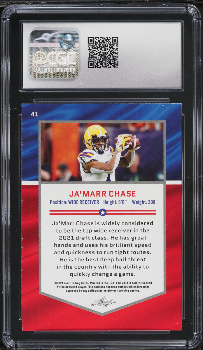 2021 Leaf Draft All-American Ja'Marr Chase ROOKIE #41 CGC 7.5 NRMT+