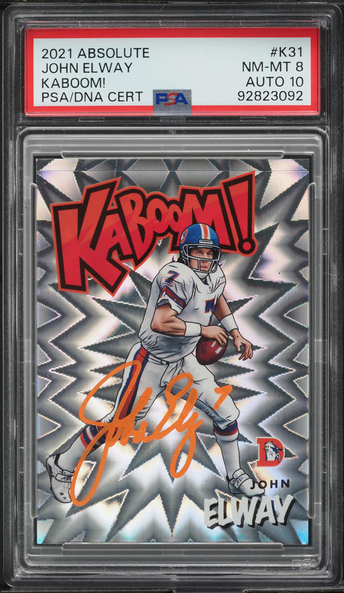 2021 Absolute Kaboom! John Elway AUTO DNA 10 #K31 PSA 8 NM-MT