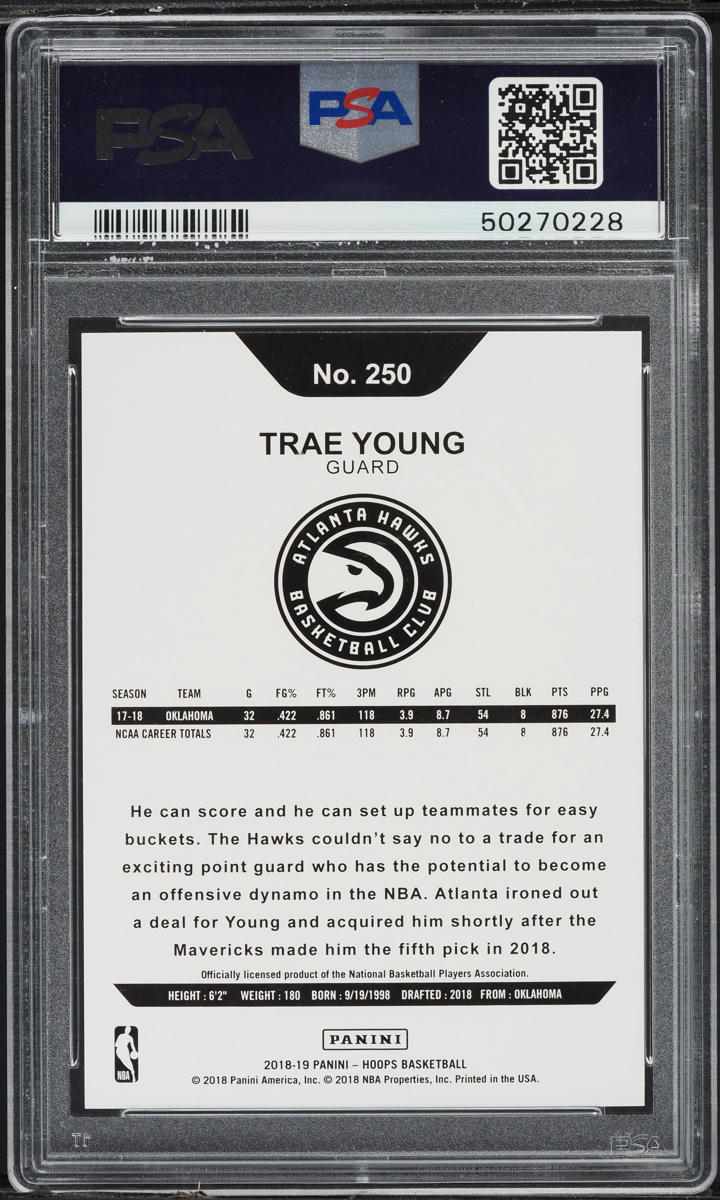 2018 Hoops Winter Trae Young ROOKIE #250 PSA 10 GEM MINT
