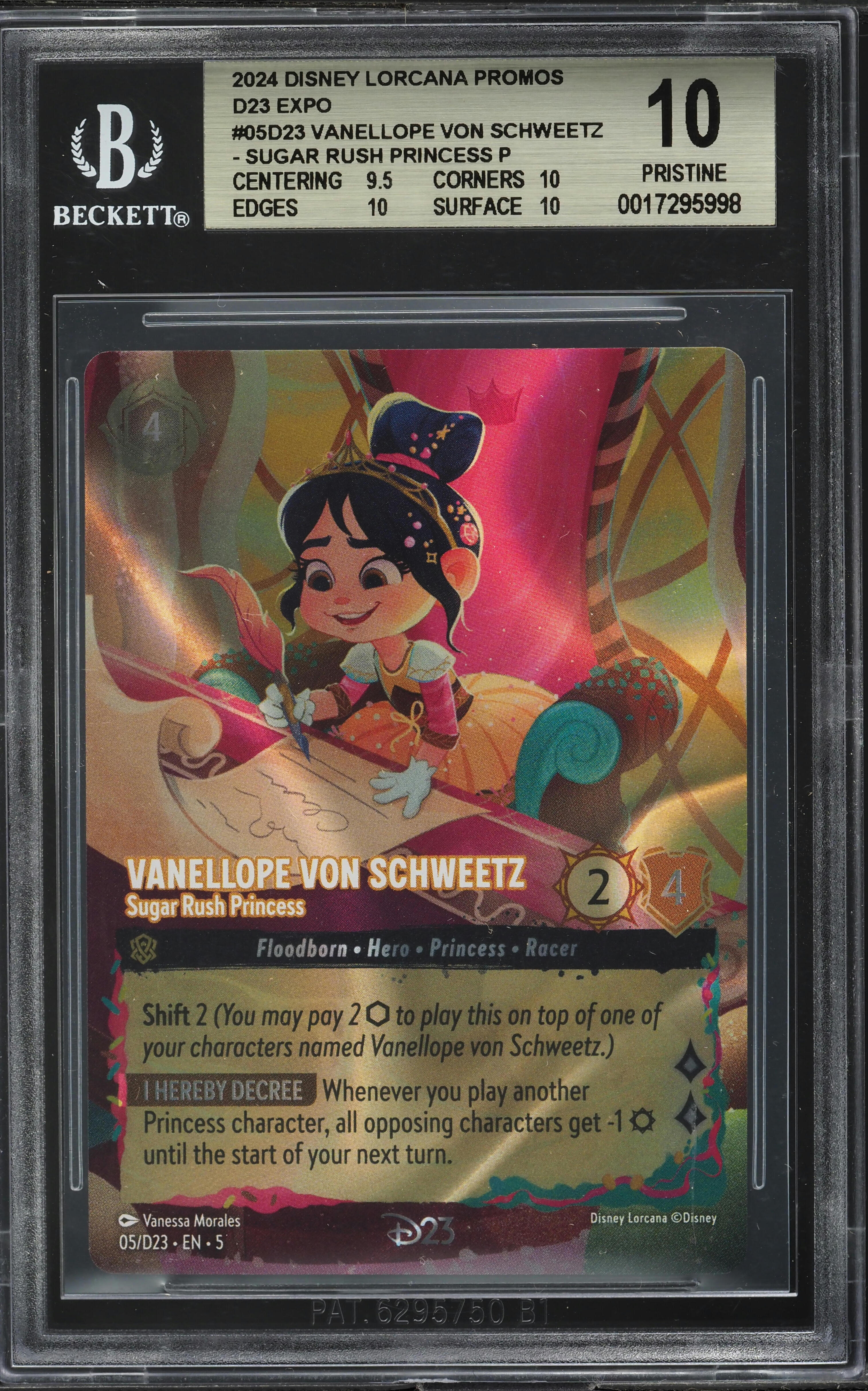 vanellope von schweetz lorcana card 2024 Disney D23 Expo Promo #05D23 BGS 10 PRISTINE on Fanatics Collect 2 Character Version CGC Pristine 10 Lorcana Rare