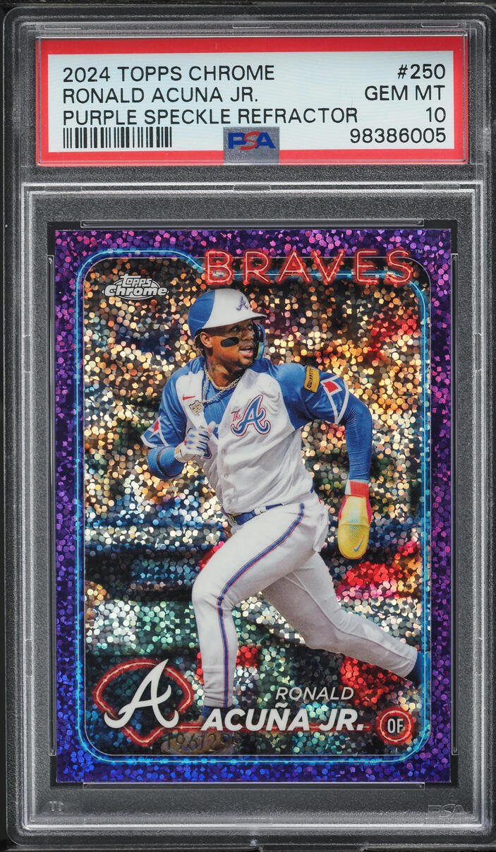 2024 Topps Chrome Purple Speckle Refractor Ronald Acuna Jr. /299 #250 PSA 10 GEM