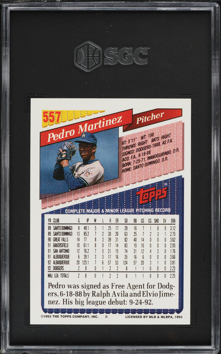 1993 Topps Gold Pedro Martinez ROOKIE #557 SGC 8.5 NM-MT+