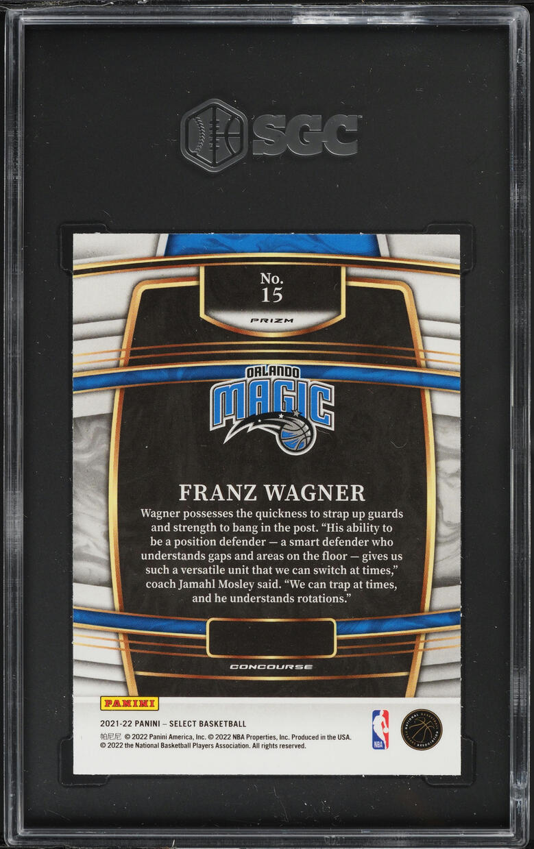 2021 Select Concourse Orange Flash Prizm Franz Wagner ROOKIE #15 SGC 10 GEM MINT