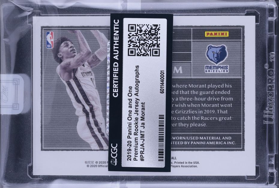 2019 Panini One and One Premium Ja Morant ROOKIE PATCH AUTO /99