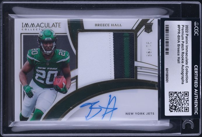NFL Breece Hall auto 1of1 おまけ付き 2022 National Treasures NFL Breece Hall ROOKIE SHIELD PATCH AUTO 1