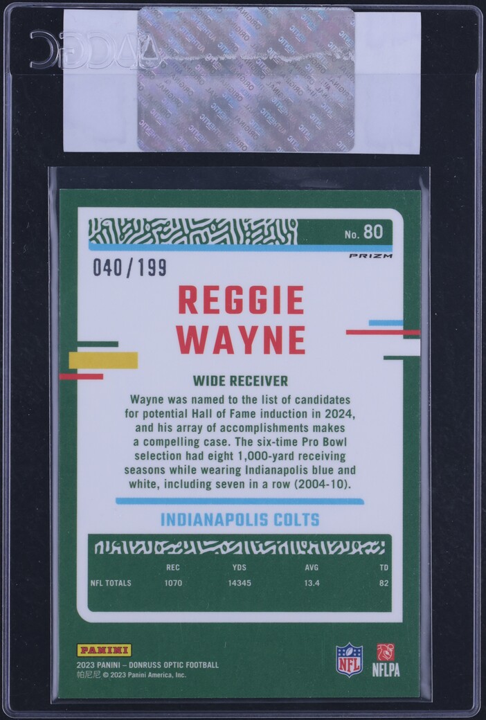 2023 Donruss Optic Blue Reggie Wayne /199 #80 CGC AUTH