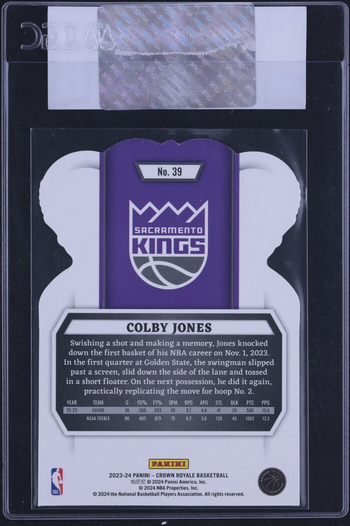 2023 Crown Royale Crystal Blue Colby Jones ROOKIE /99 #39 CGC AUTH