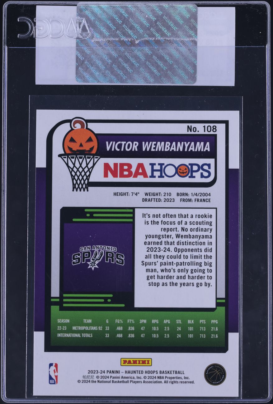 2023 Panini Haunted Hoops Victor Wembanyama ROOKIE #108 CGC AUTH