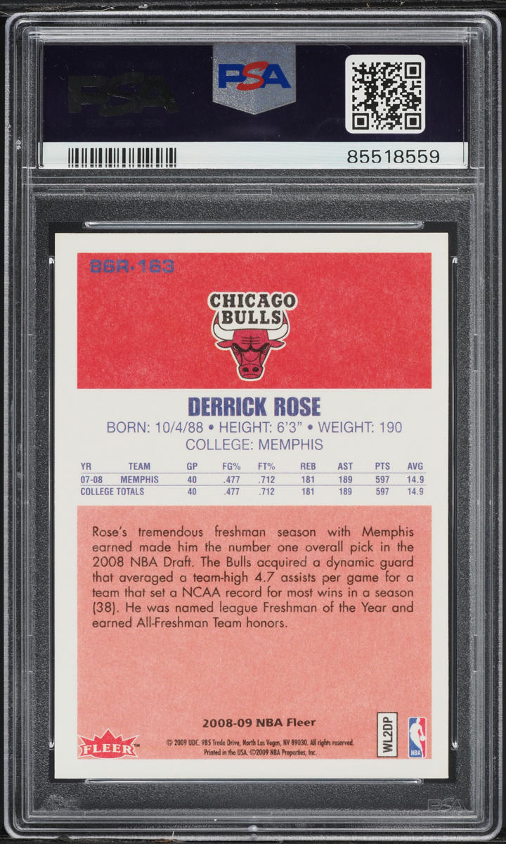 2008 Fleer '86 Rookies Derrick Rose ROOKIE #86R-163 PSA 10 GEM MINT