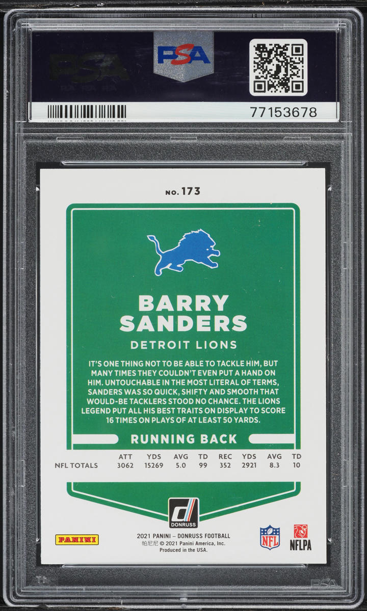 2021 Donruss Football Barry Sanders #173 PSA 10 GEM MINT
