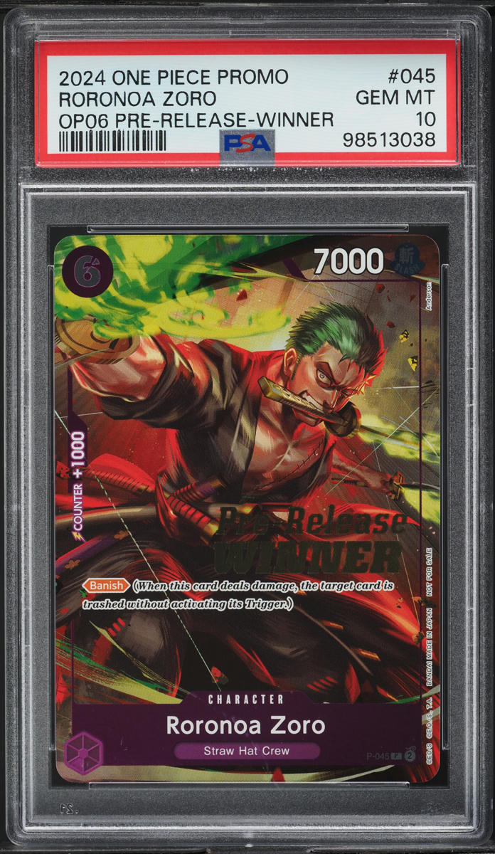 2024 One Piece Promo Pre-Release Winner Roronoa Zoro #P-045 PSA 10