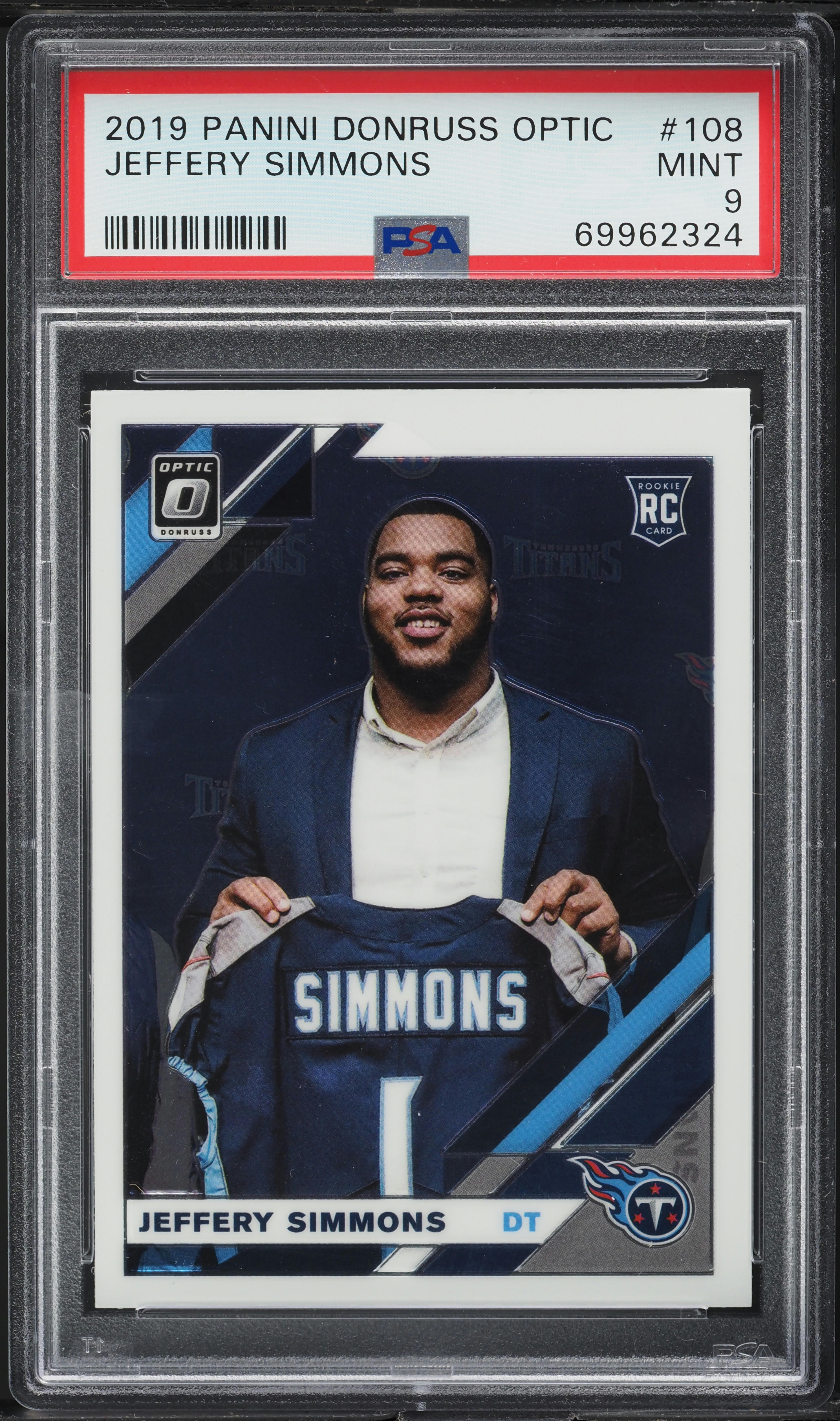 2019 Donruss Optic Jeffery Simmons ROOKIE #108 PSA 9 MINT on