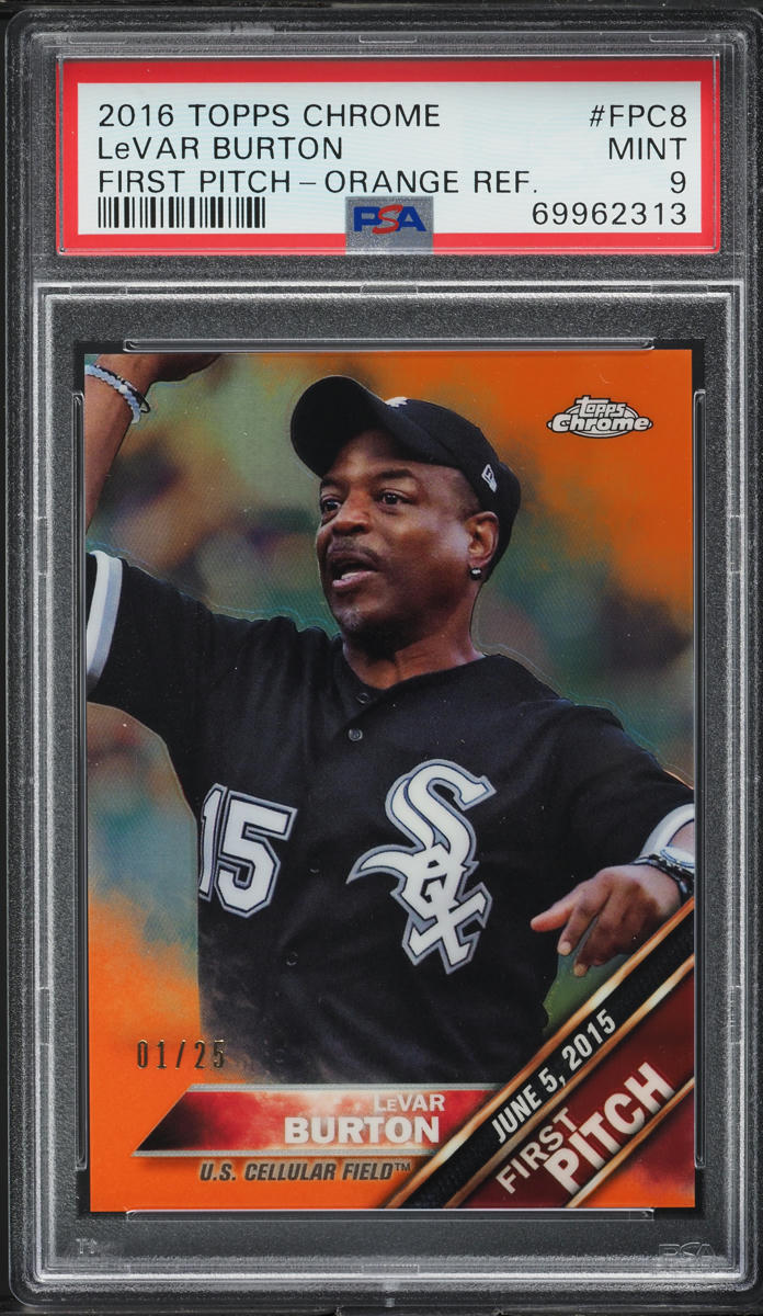 2016 Topps Chrome First Pitch Orange Refractor Levar Burton 1/25 PSA 9 MINT