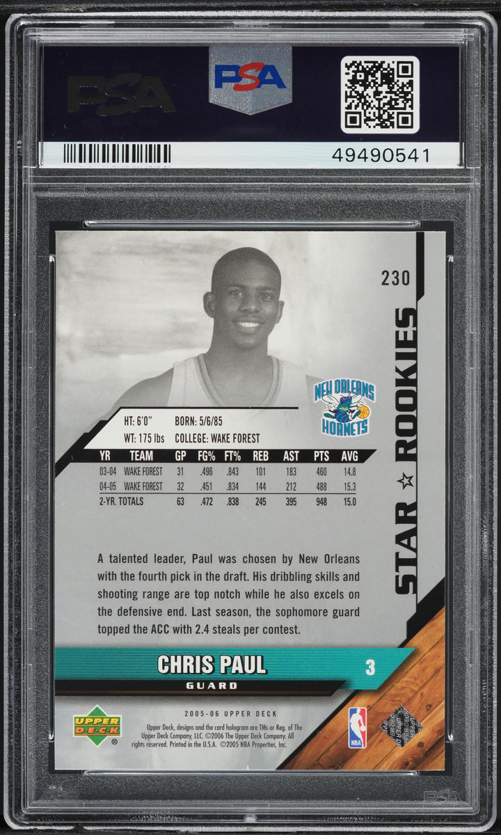 2005 Upper Deck Basketball Chris Paul ROOKIE #230 PSA 9 MINT