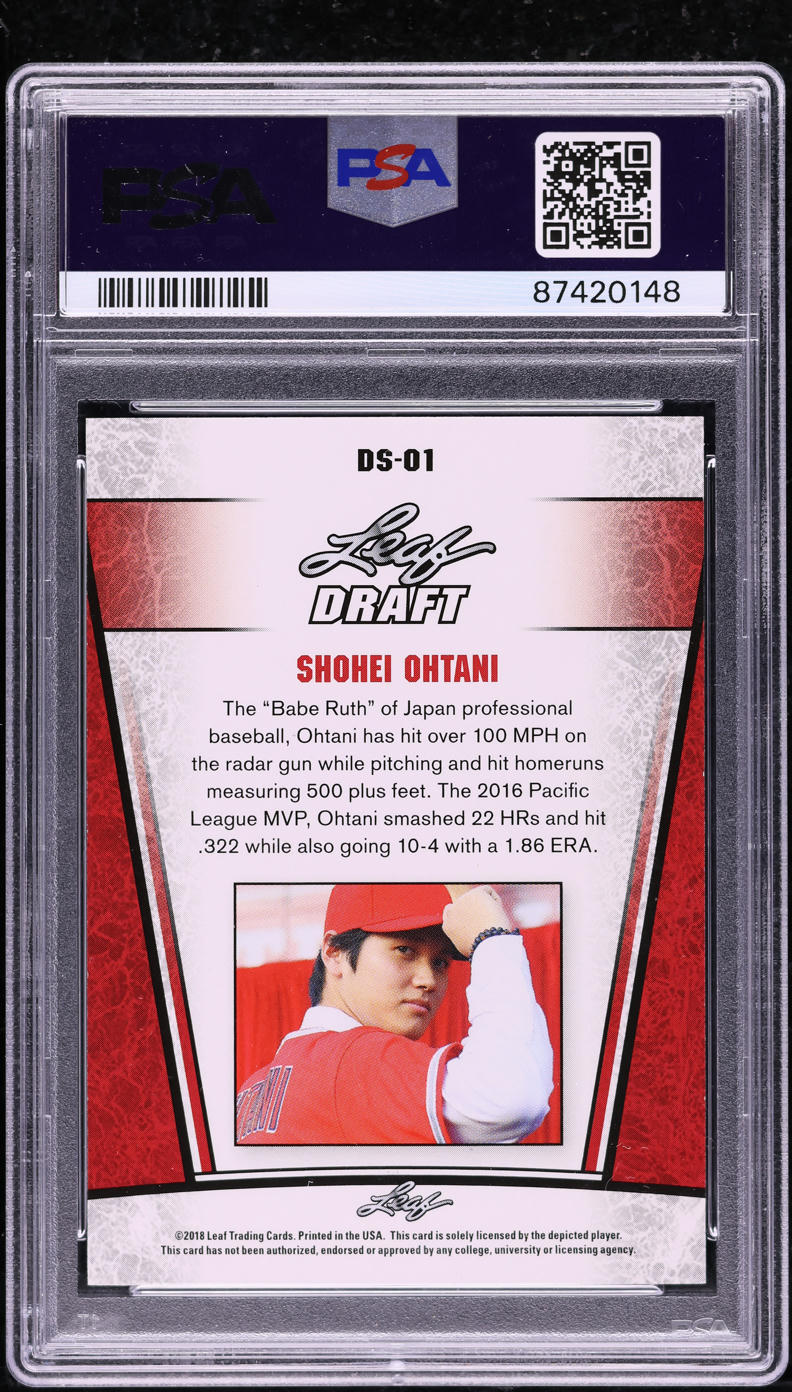2018 Leaf Draft Silver Gold Shohei Ohtani ROOKIE /100 #DS-01 PSA 10 GEM MINT