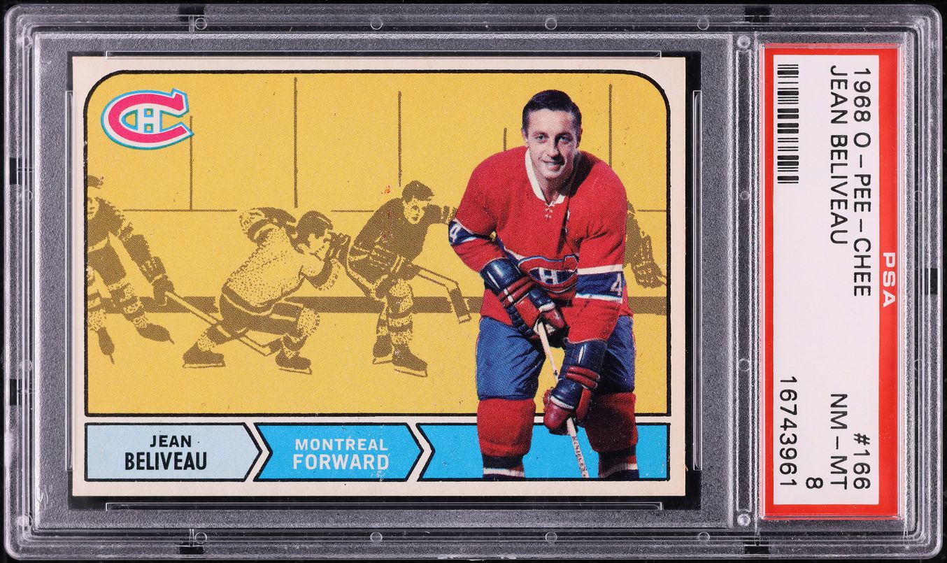 1968 O-Pee-Chee Hockey Jean Beliveau #166 PSA 8 NM-MT