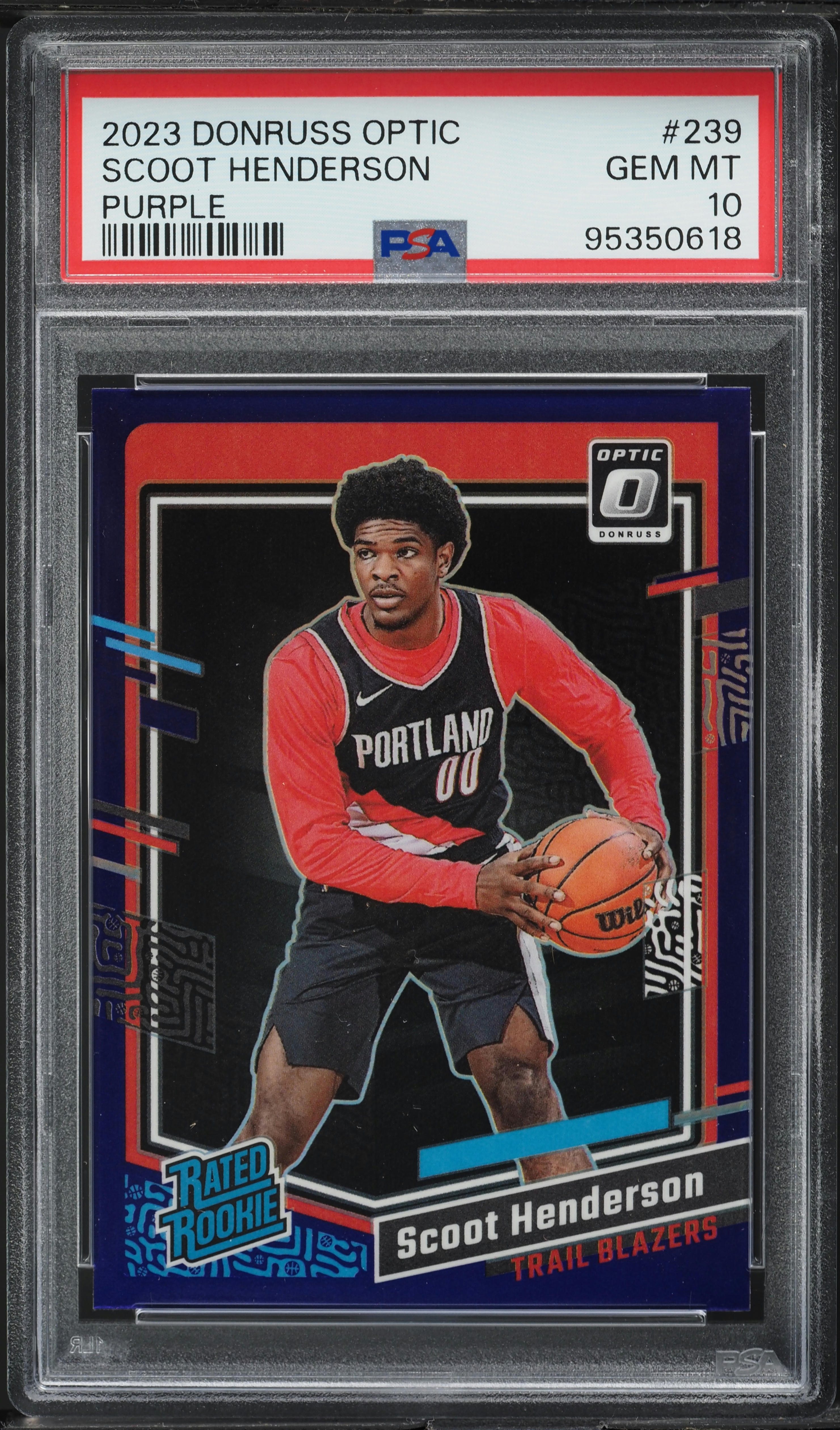 2023 Donruss Optic Purple Scoot Henderson ROOKIE #239 PSA 10 GEM