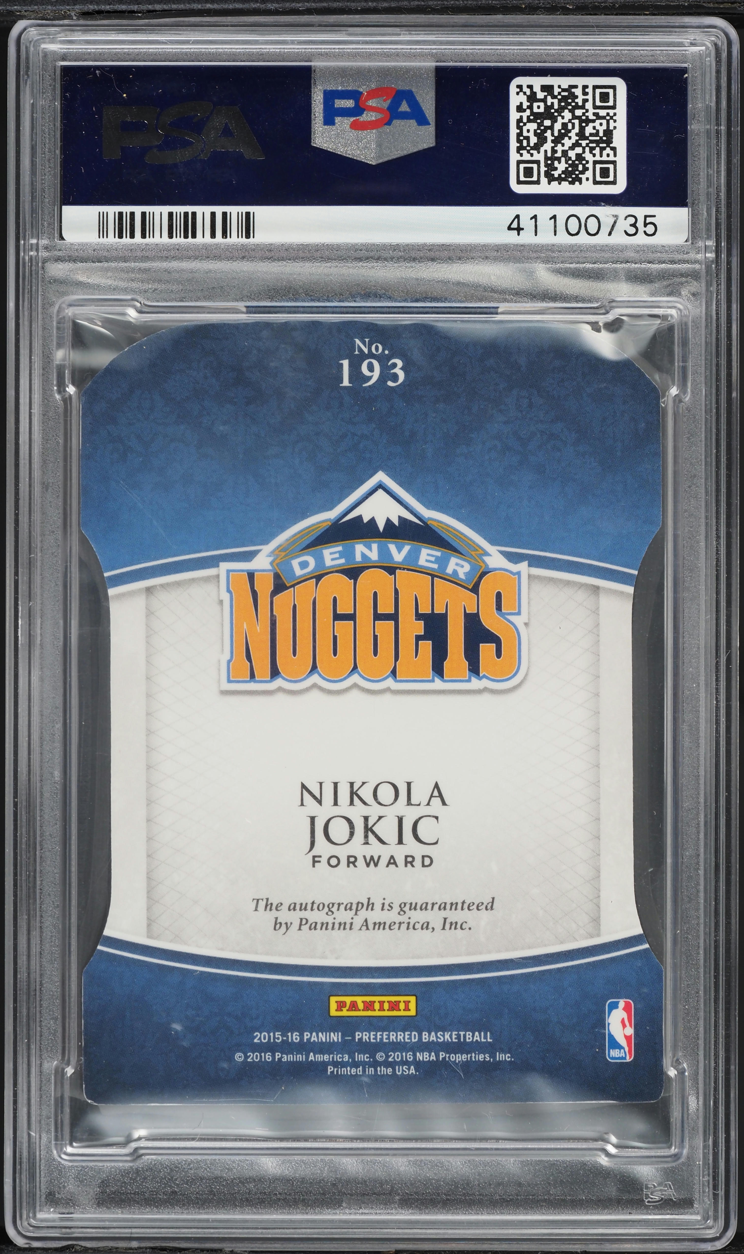 2015 Panini Preferred Crown Royale Nikola Jokic ROOKIE AUTO /85