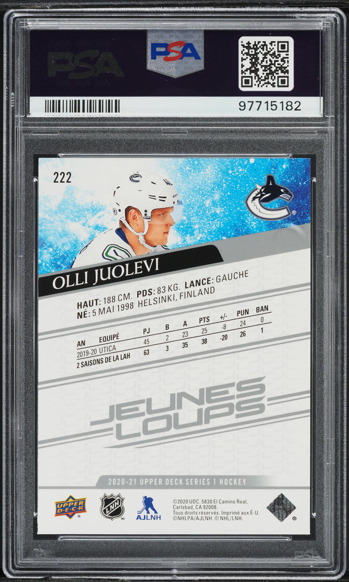 2020 Upper Deck French Young Guns Olli Juolevi ROOKIE #222 PSA 9 MINT