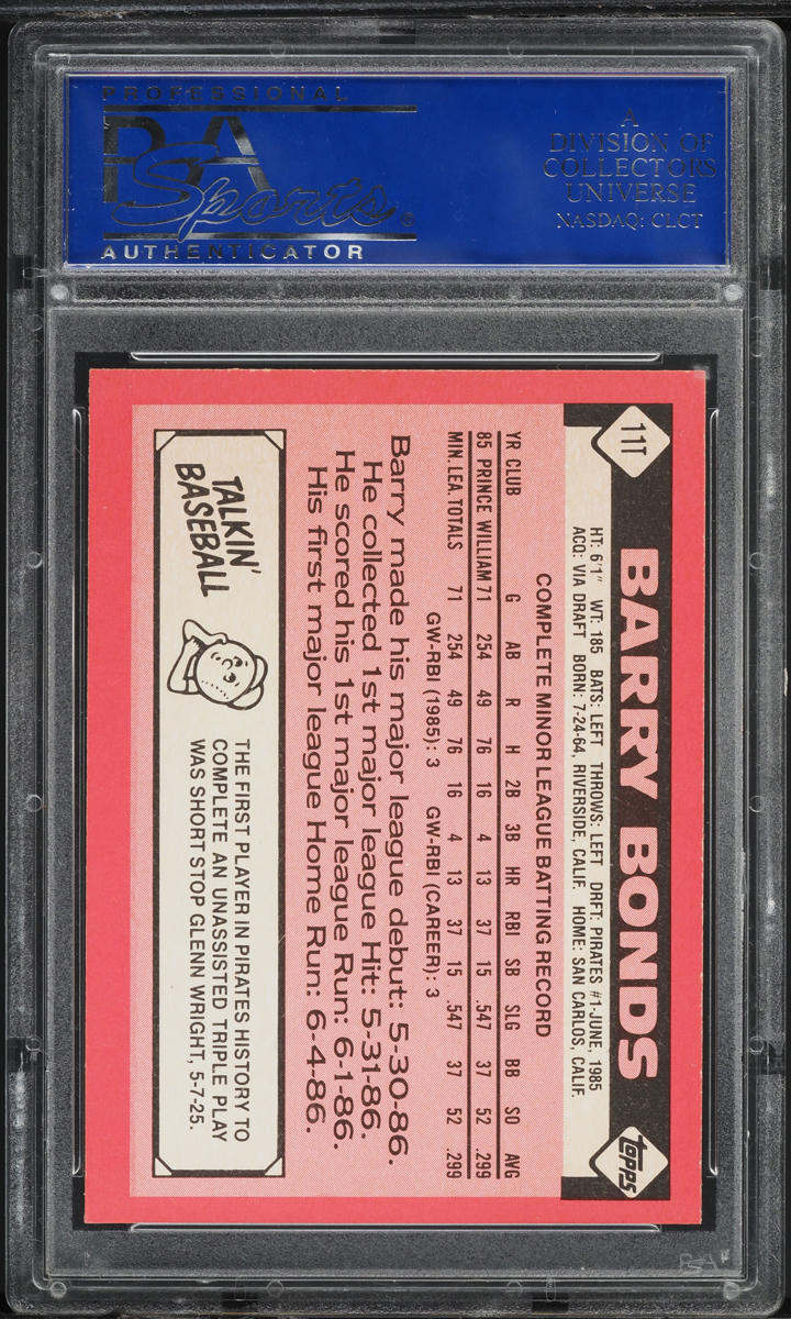1986 Topps Traded Tiffany Barry Bonds ROOKIE #11T PSA 9 MINT