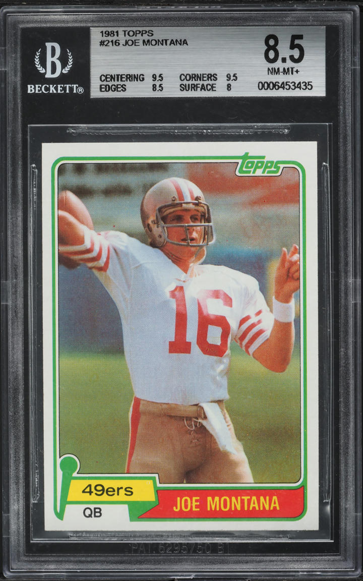 1981 Topps Football Joe Montana ROOKIE #216 BGS 8.5 NM-MT+