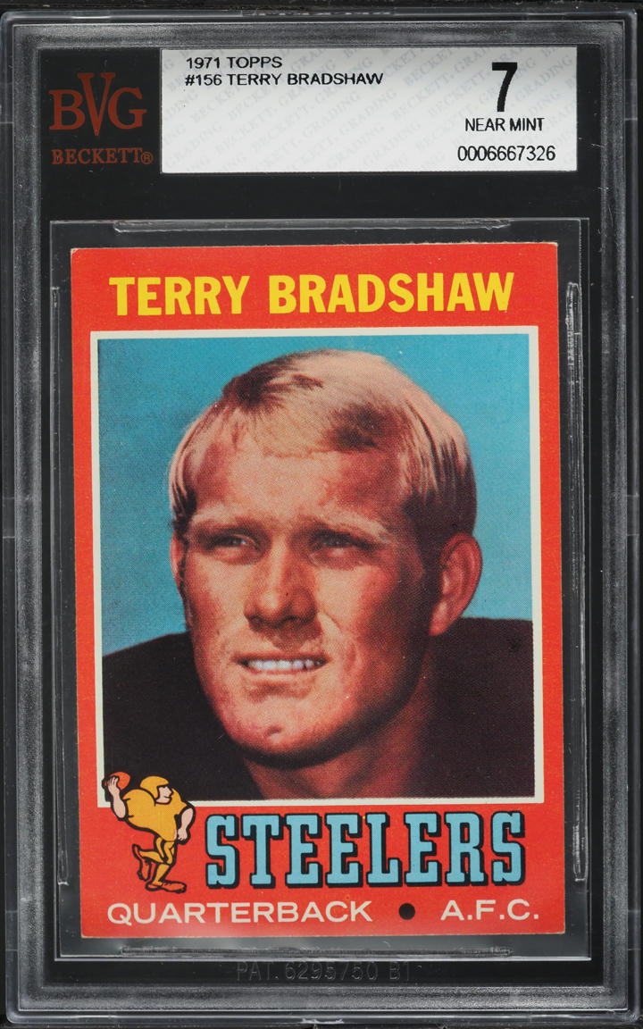 1971 Topps Football Terry Bradshaw ROOKIE #156 BVG 7 NRMT