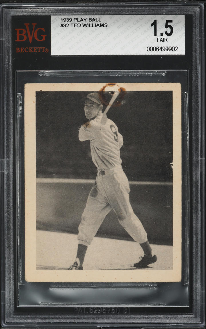 1939 Play Ball Ted Williams ROOKIE #92 BVG 1.5 FR