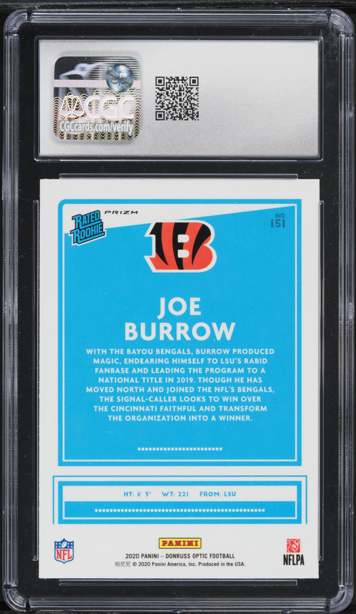 2020 Donruss Optic Holo Joe Burrow ROOKIE #151 CGC 10 GEM MINT