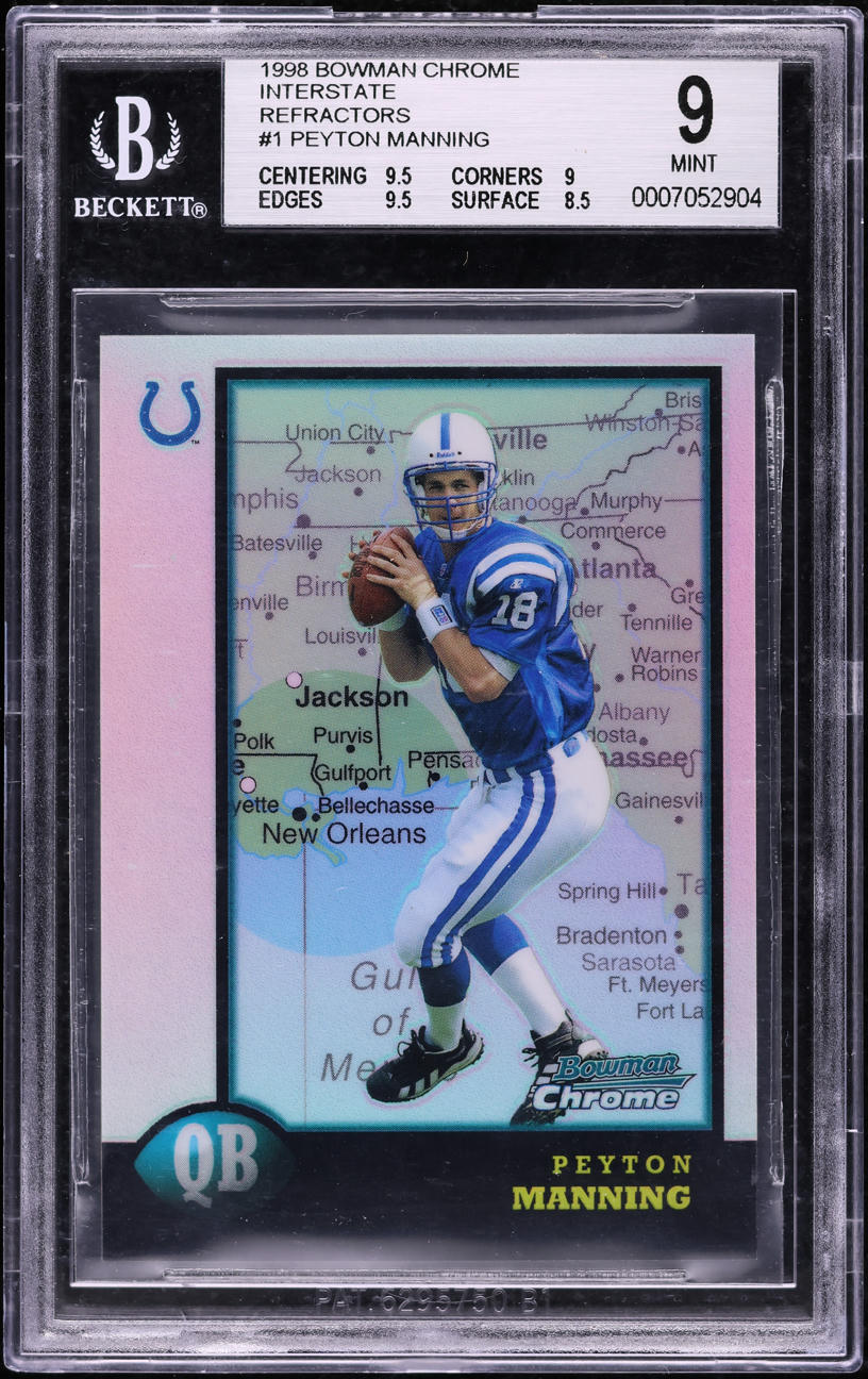 1998 Bowman Chrome Interstate Refractor Peyton Manning ROOKIE #1 BGS 9 MINT