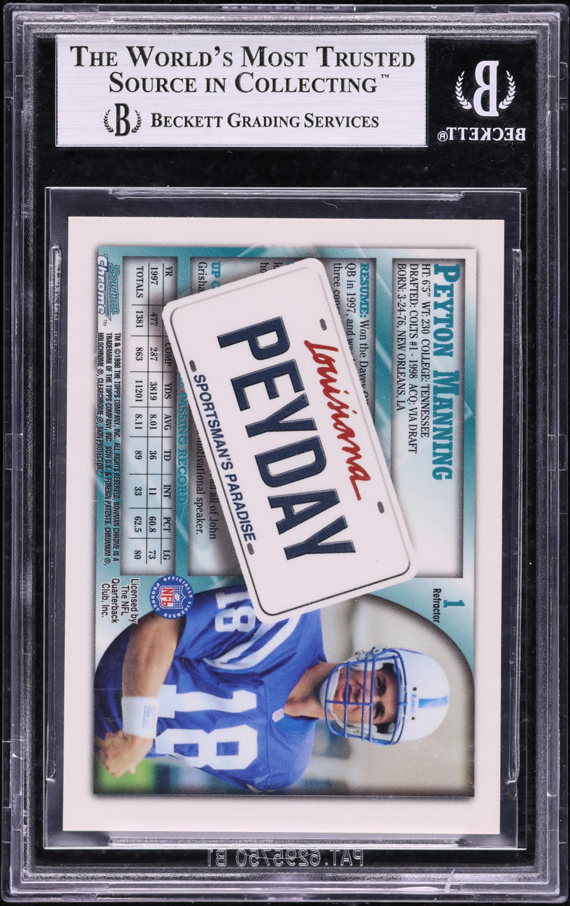 1998 Bowman Chrome Interstate Refractor Peyton Manning ROOKIE #1 BGS 9 MINT