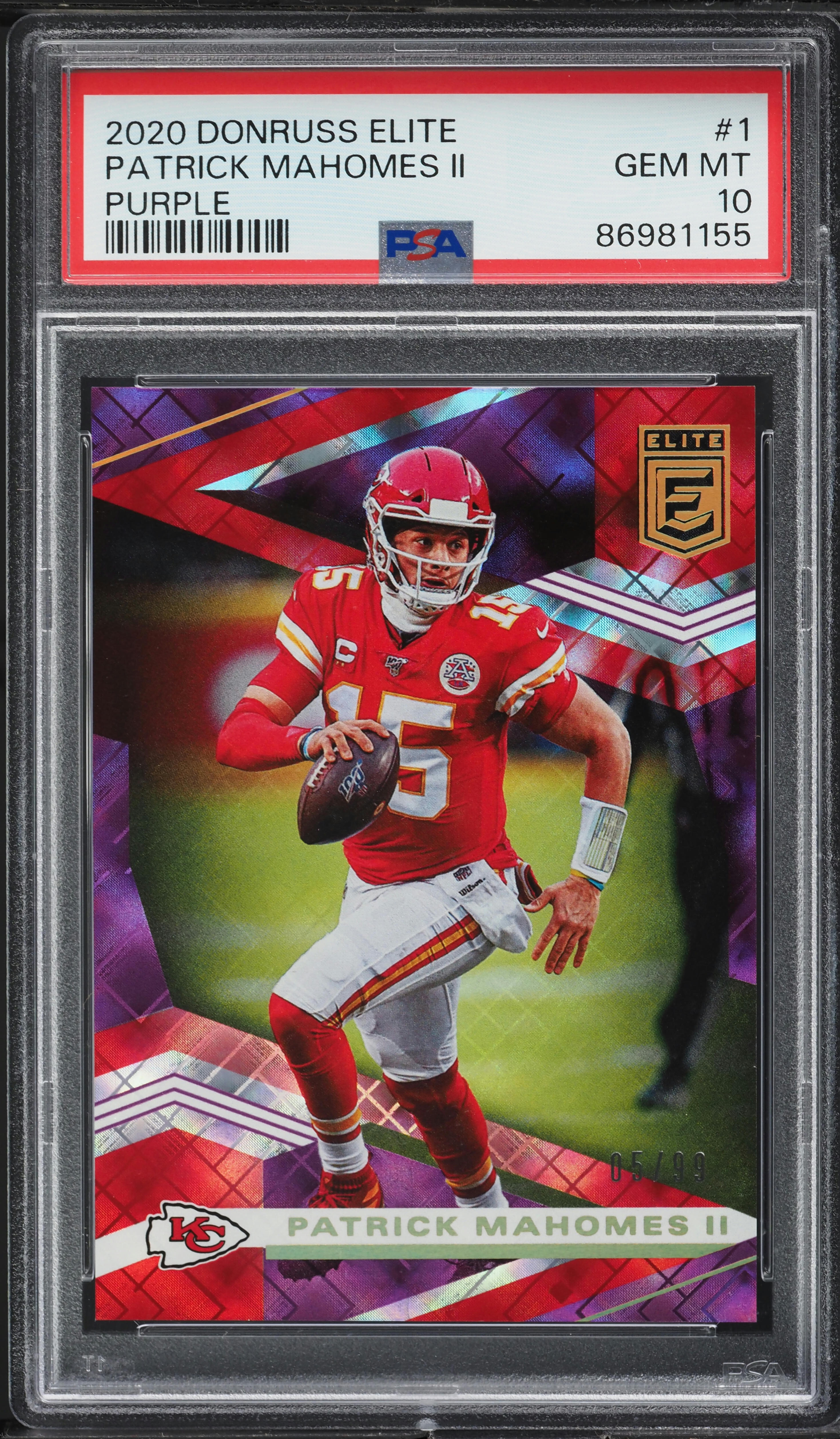 2020 Donruss Elite Purple Patrick Mahomes II /99 #1 PSA 10 GEM