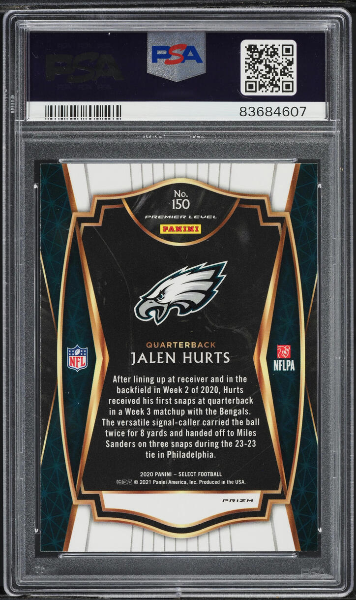 2020 Select Premier Level Silver Prizm Jalen Hurts ROOKIE #150 PSA 10 GEM MINT