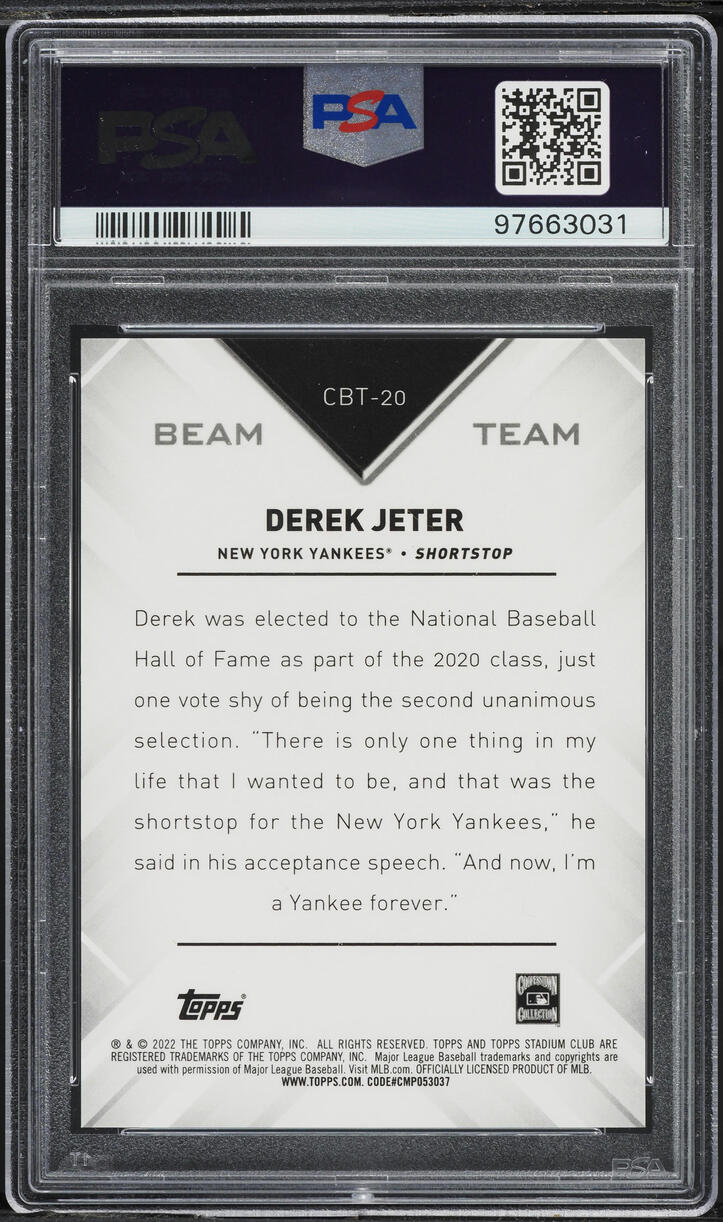 2022 Stadium Club Chrome Members Only Beam Team Derek Jeter /40 #CBT20 PSA 10 GEM