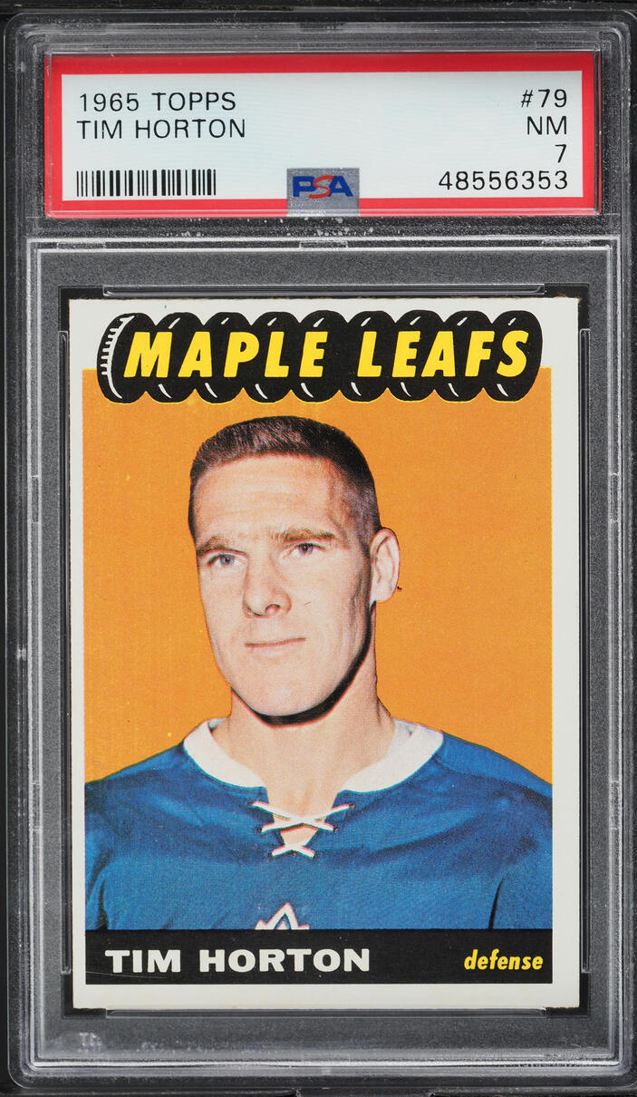 1965 Topps Hockey Tim Horton #79 PSA 7 NRMT