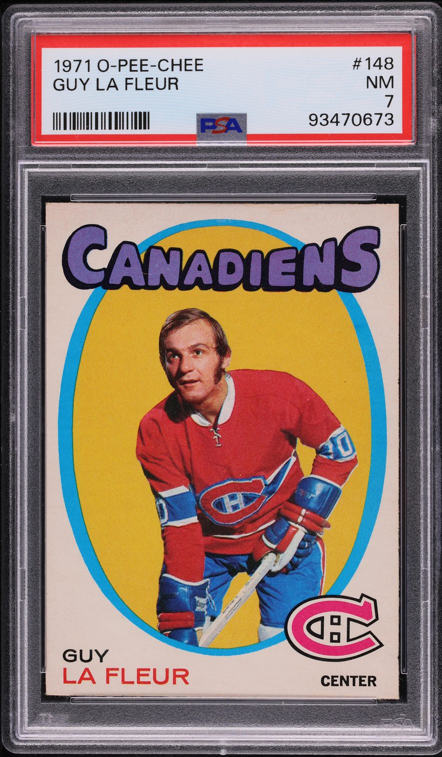 1971 O-Pee-Chee Hockey Guy LaFleur ROOKIE #148 PSA 7 NRMT