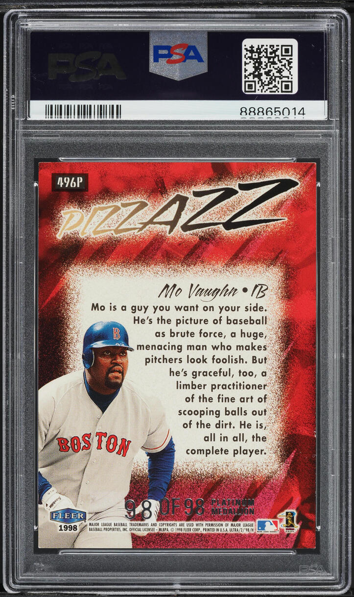 1998 Ultra Platinum Medallion Mo Vaughn 98/98 #496P PSA 7 NRMT