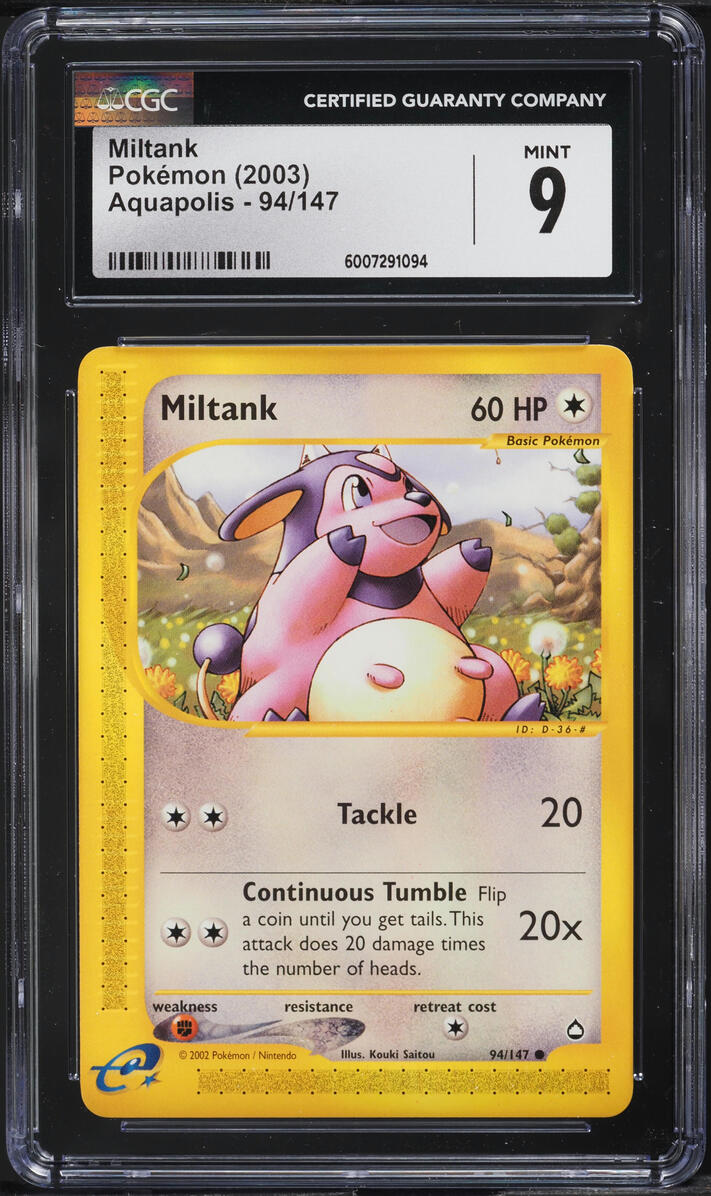 2003 Pokemon Aquapolis Miltank #94 CGC 9 MINT