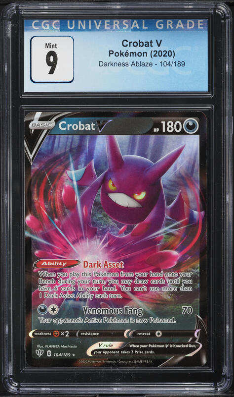 2020 Pokemon Sword & Shield Darkness Ablaze Crobat V #104 CGC 9 MINT